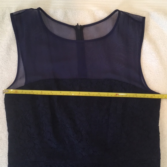 DVF navy blue lace Nisha dress with sheer navy top. - Picture 15 of 16